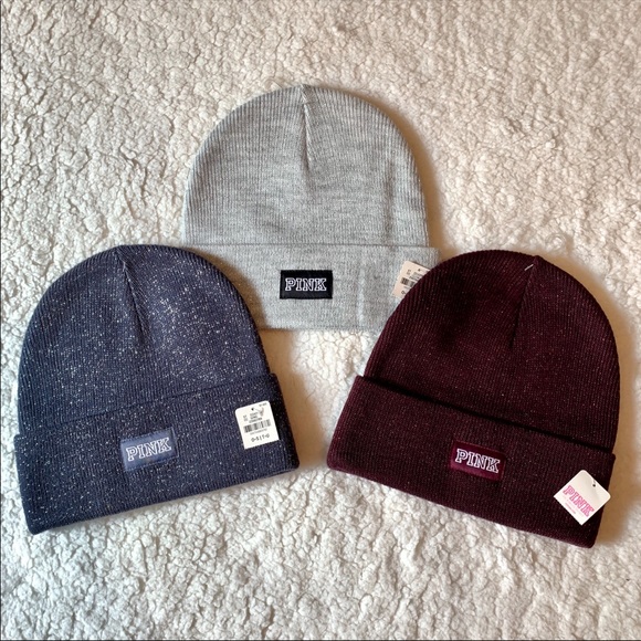 🔥VS PINK Sparkle Shimmer Beanie Hat Silver - Picture 8 of 8